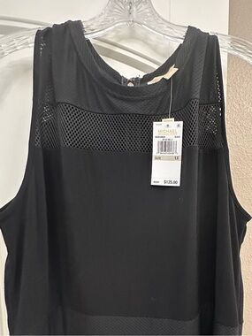 Michael Kors Black Mesh Panel Sleeveless Dress